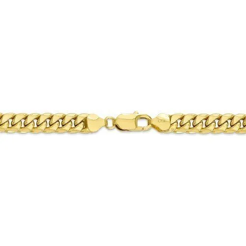 10KT Yellow Gold 7.3MM Semi Solid Miami Cuban Chain - 4 Lengths