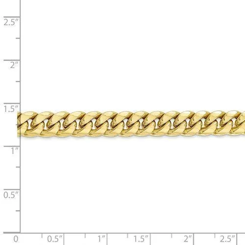 10KT Yellow Gold 7.3MM Semi Solid Miami Cuban Chain - 4 Lengths