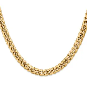 10KT Yellow Gold 7.3MM Semi Solid Miami Cuban Chain - 4 Lengths