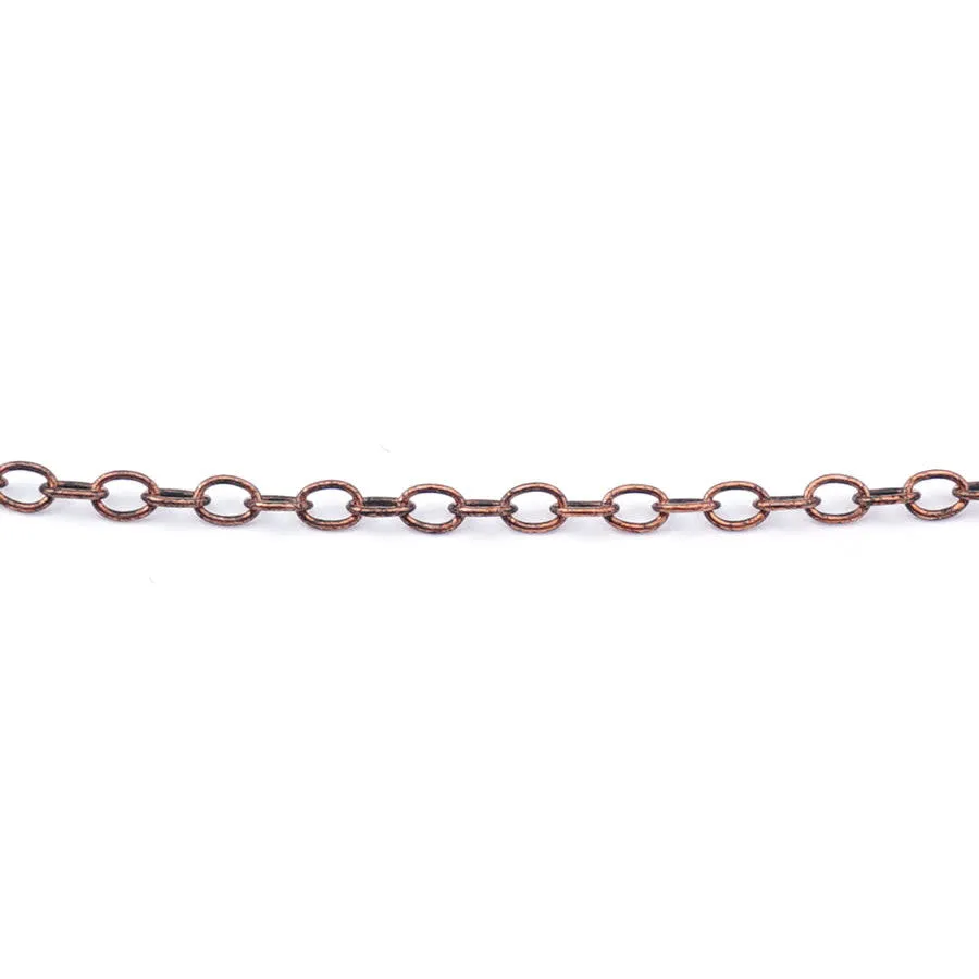 18 Inch Antique Copper Plated Delicate Link Cable Chain Necklace by Nunn Designs