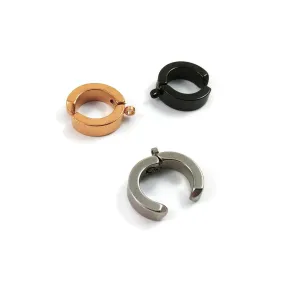 2 No piercing huggie hoops with loop, Stainless steel clip on ear cuffs