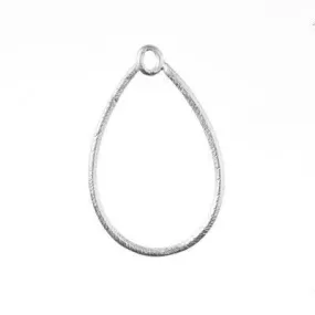 39x25mm Antique Silver Etched Teardrop Hoop