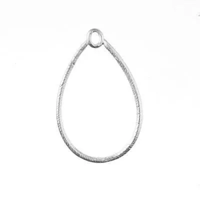 39x25mm Antique Silver Etched Teardrop Hoop