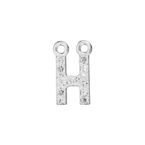 Alphabet Pendant, Letter 'H' with 2 Rings 7mm, Sterling Silver (1 Piece)