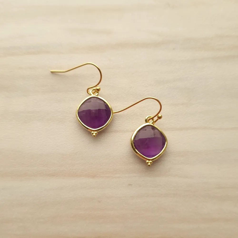 Amethyst with Granulation Single Drop Hook Earring