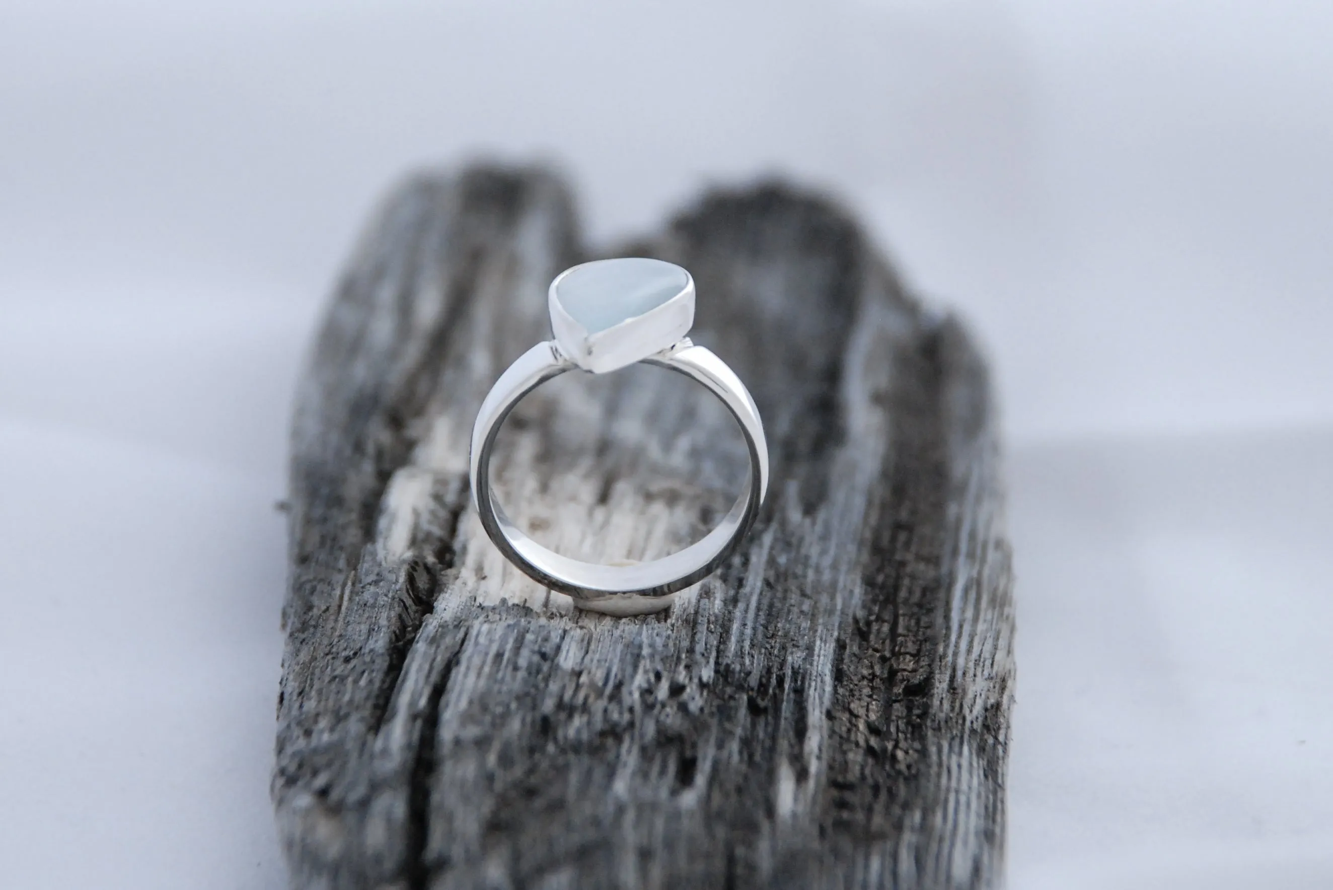 Aquamarine Pear Bezel Sterling Silver ring