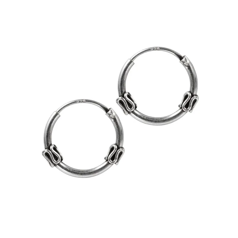 Bali Silver Hoop Earrings 'Lanika'
