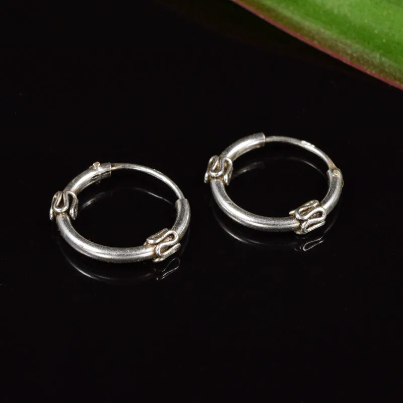 Bali Silver Hoop Earrings 'Lanika'