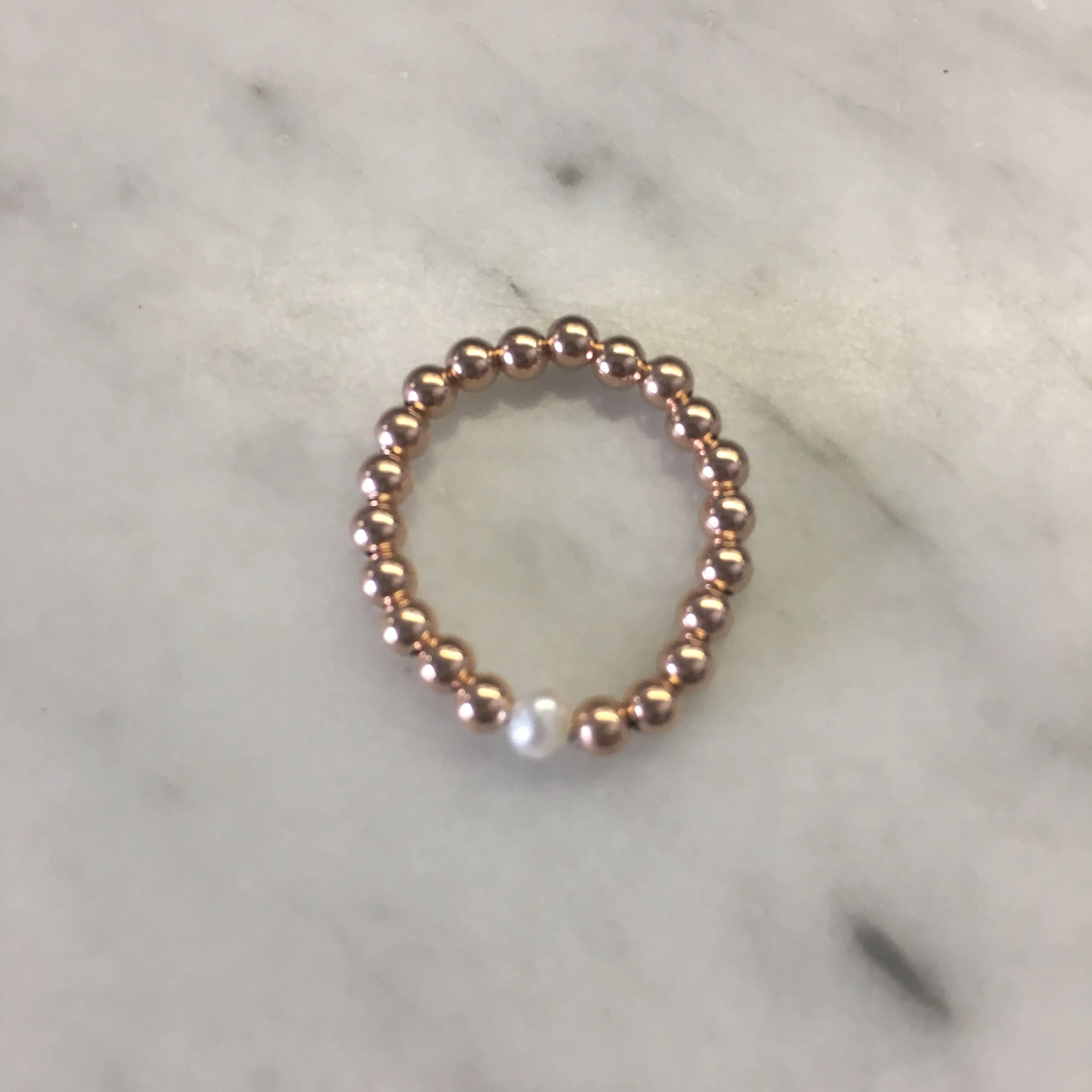 Beaded Stackable Ring w/ One Fresh Water Pearl
