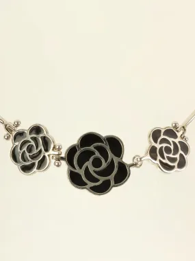 CHANEL 1998 Made Camellia Choker Silver/Black