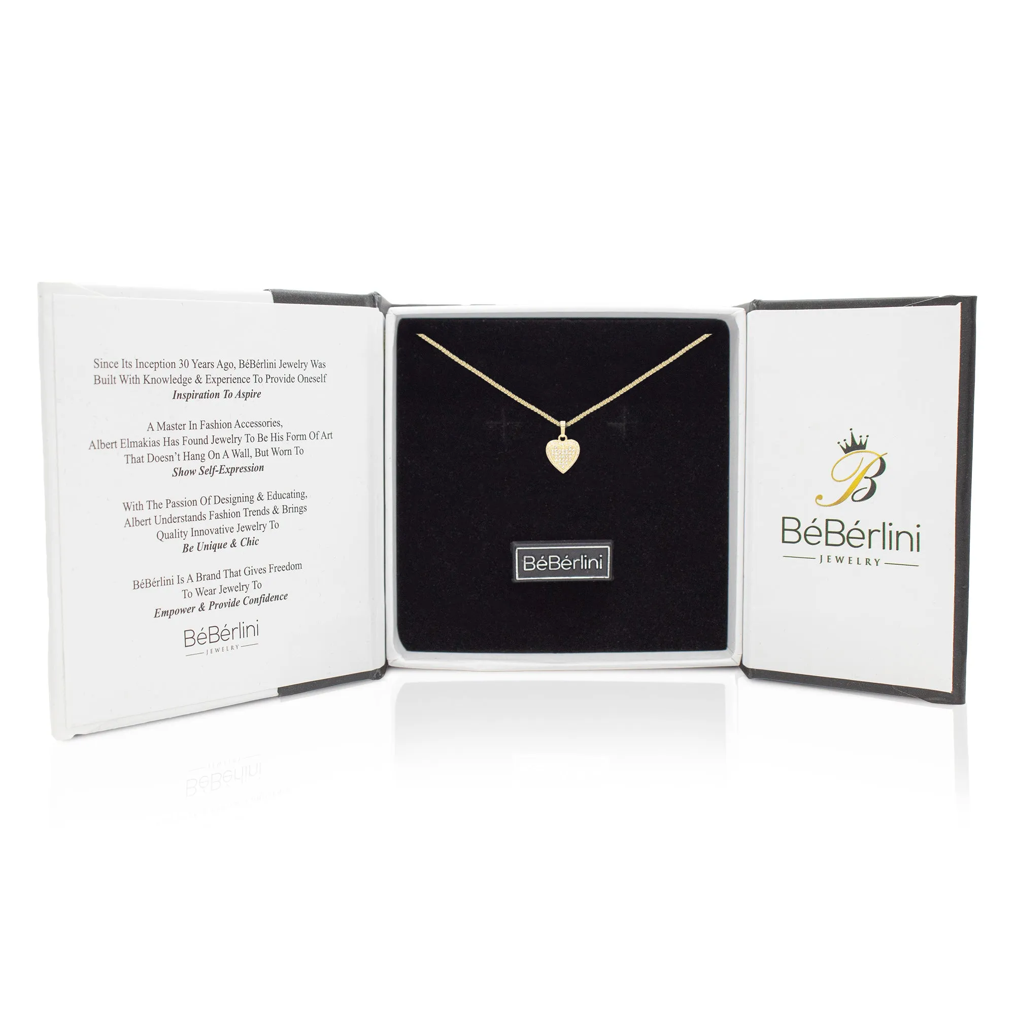 Cubic Zirconia 14K Gold Filled Circled Heart Pendant Necklace Set