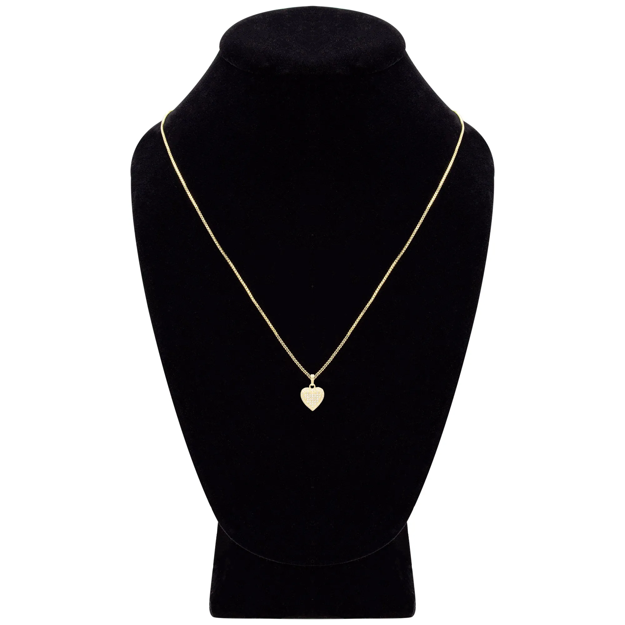 Cubic Zirconia 14K Gold Filled Circled Heart Pendant Necklace Set