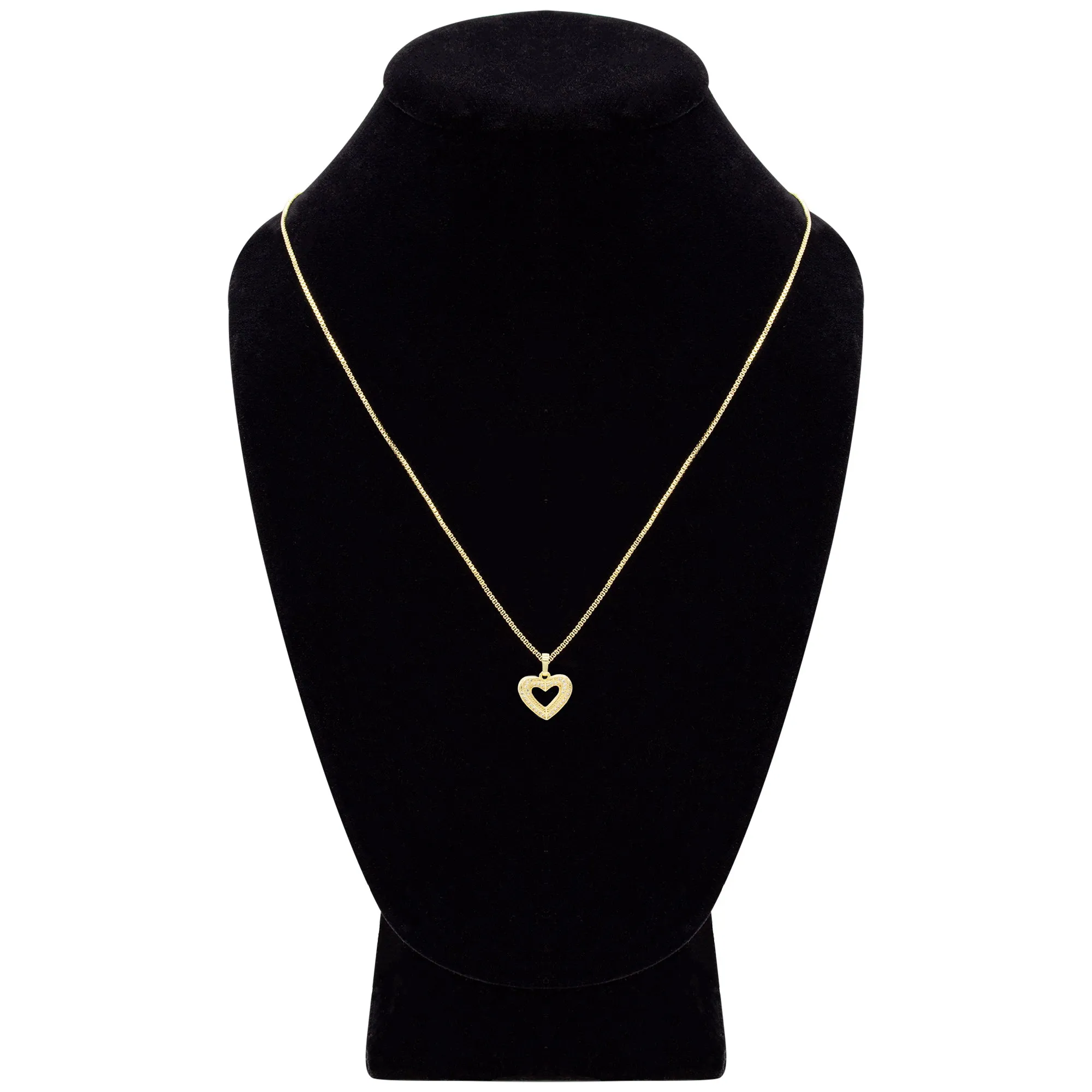 Cubic Zirconia 14K Gold Filled Double Layered Heart Pendant Necklace Set