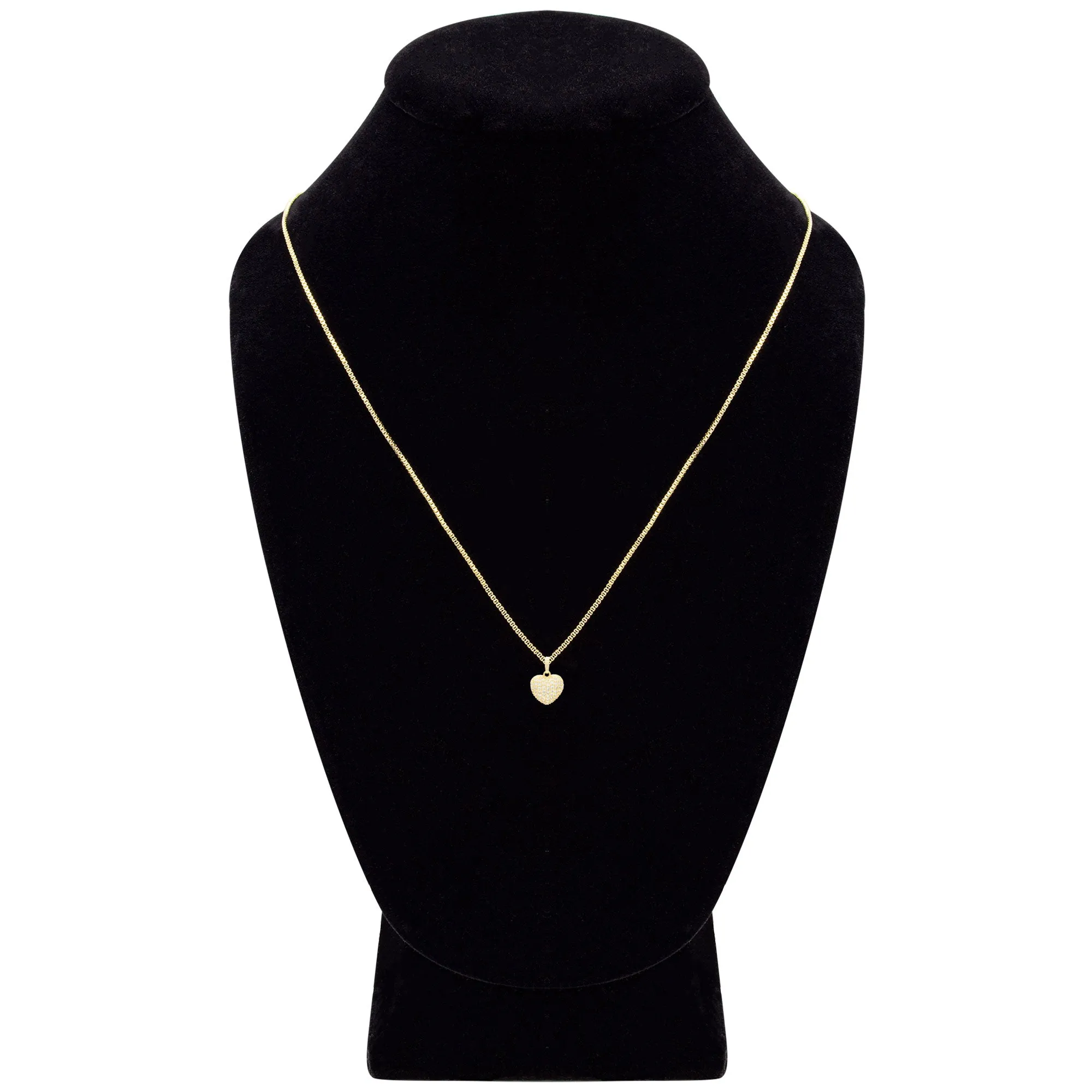 Cubic Zirconia 14K Gold Filled Voluminous Heart Pendant Necklace Set