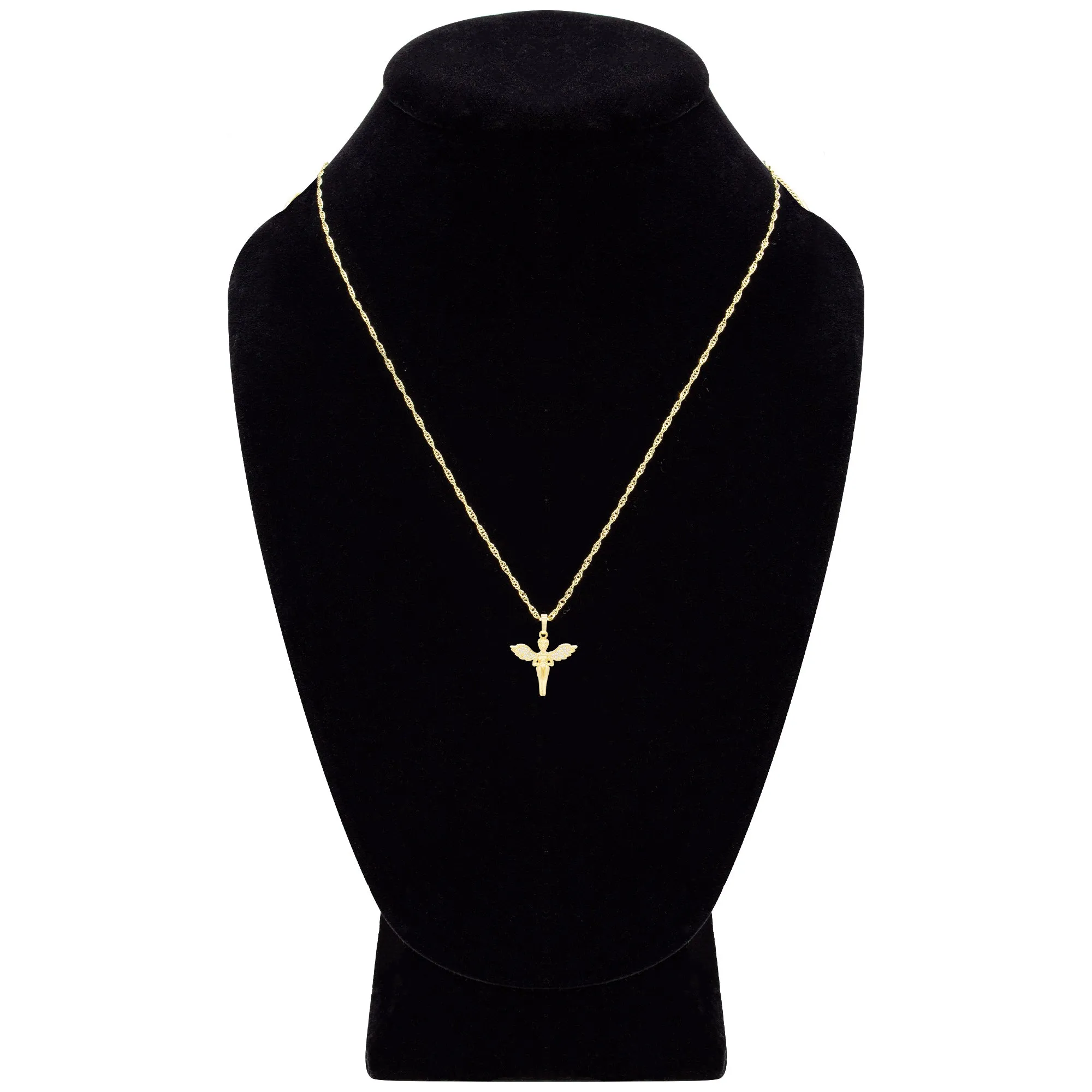 Cubic Zirconia Angel Pendant 14K Gold Filled Necklace Set