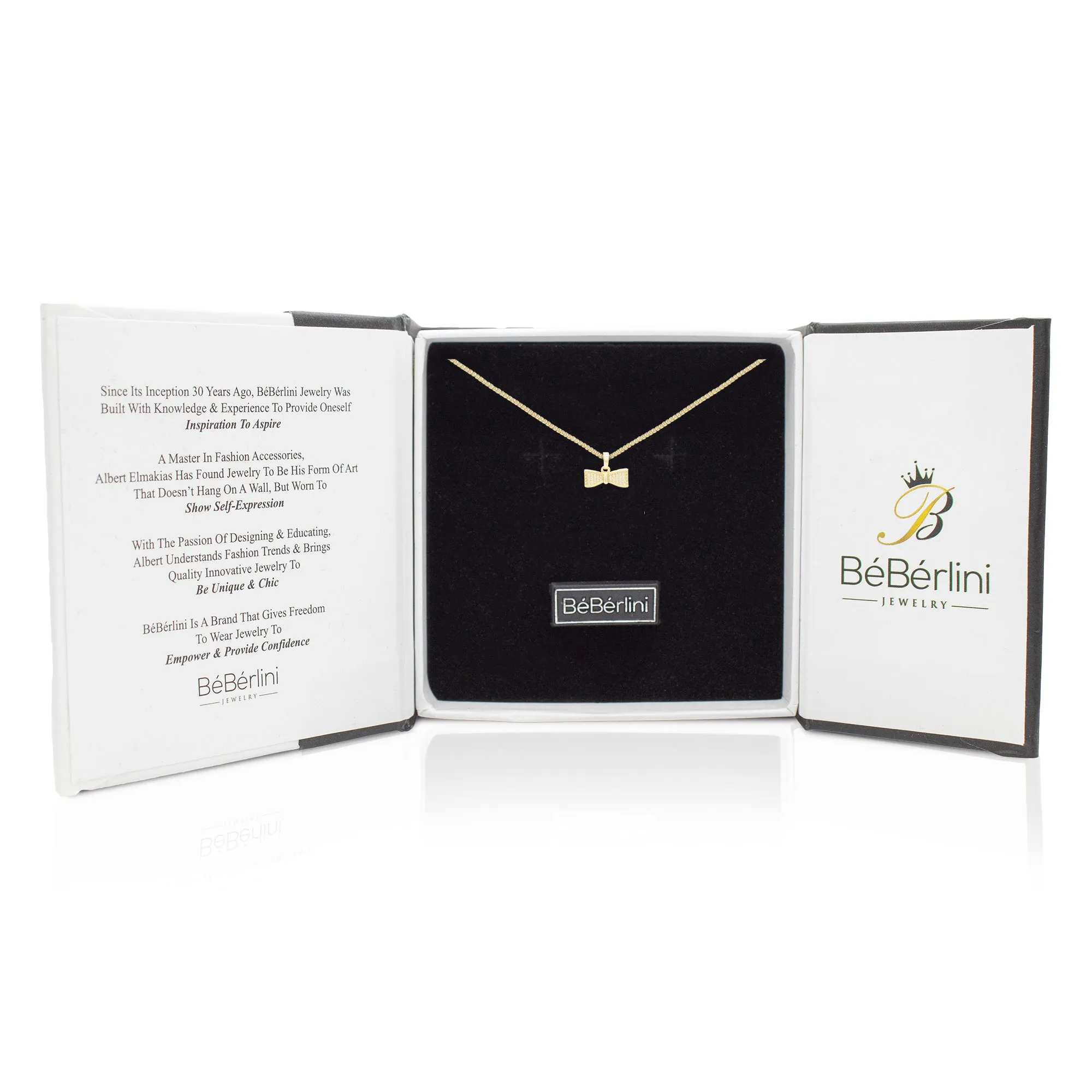 Cubic Zirconia Bow Tie Pendant 14K Gold Filled Necklace Set