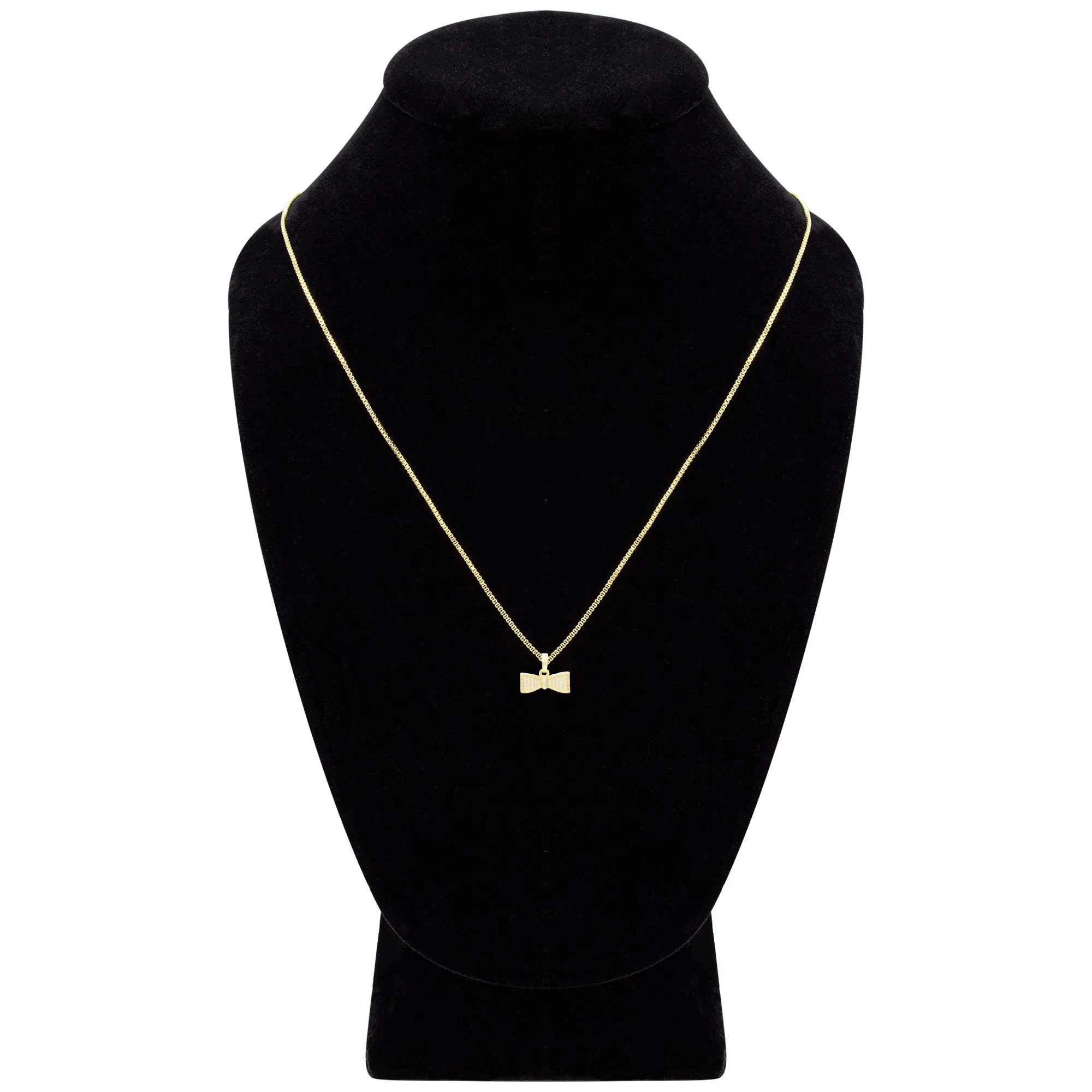 Cubic Zirconia Bow Tie Pendant 14K Gold Filled Necklace Set