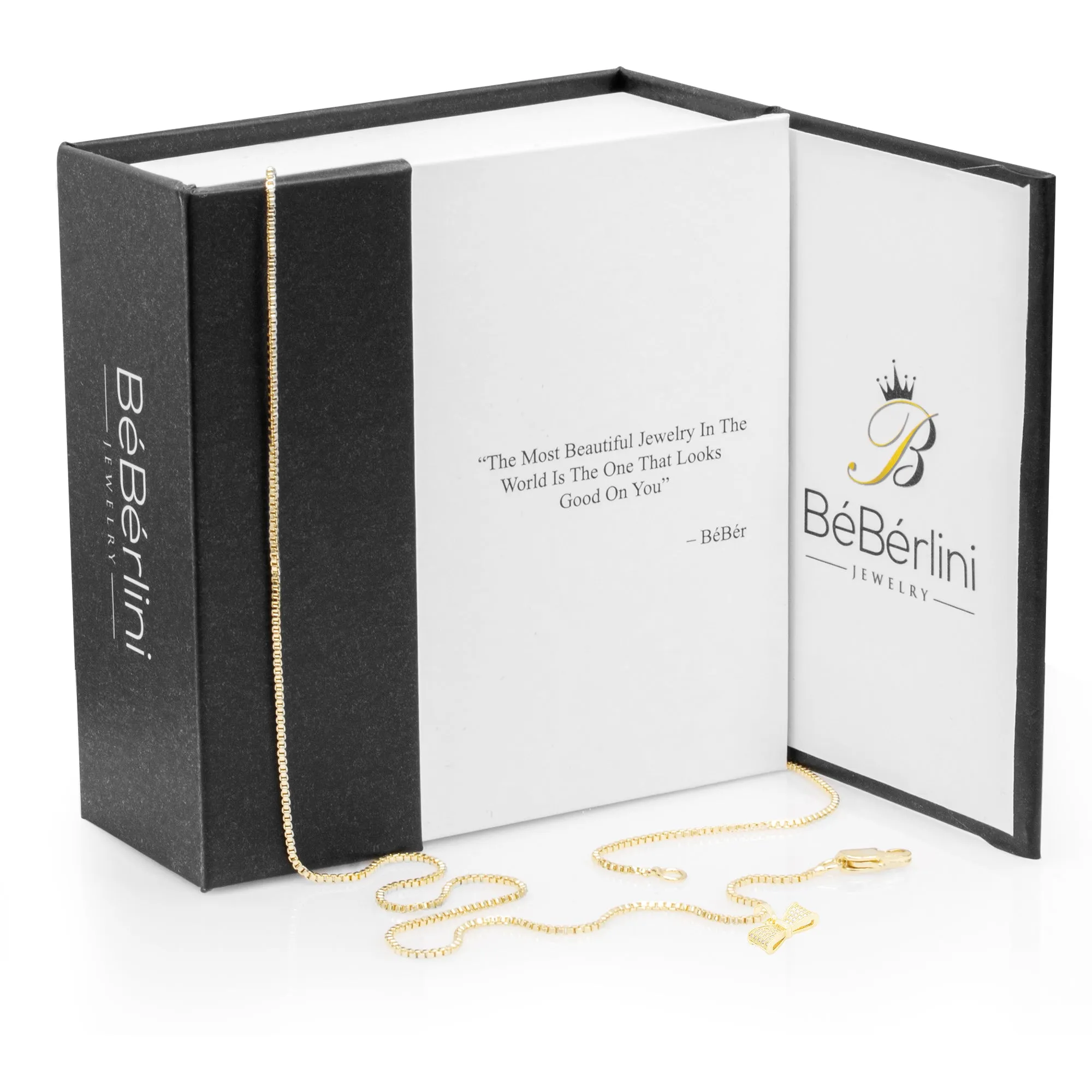 Cubic Zirconia Bow Tie Pendant 14K Gold Filled Necklace Set