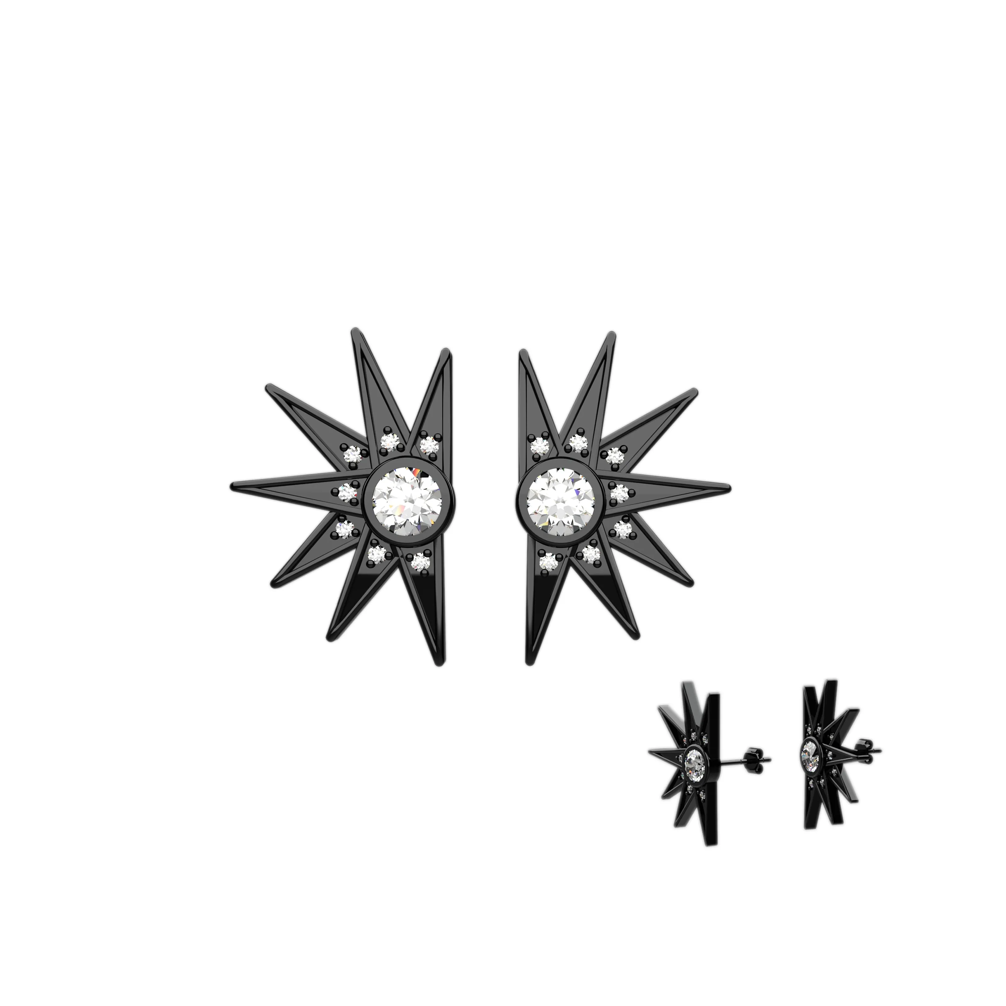CZ Half Sun Stud Earrings