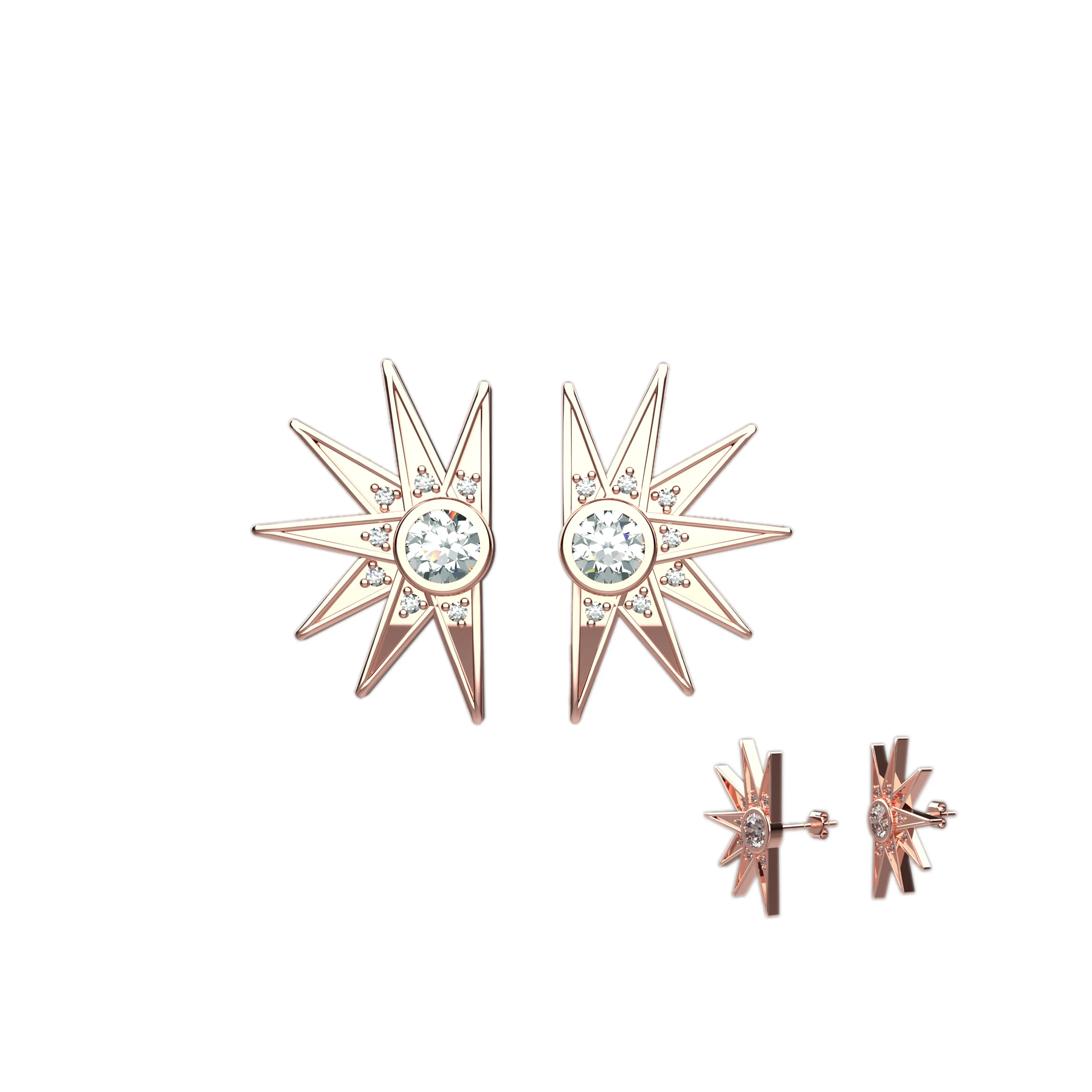 CZ Half Sun Stud Earrings