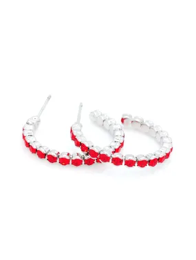 Deluxe Hoop Earrings - Red