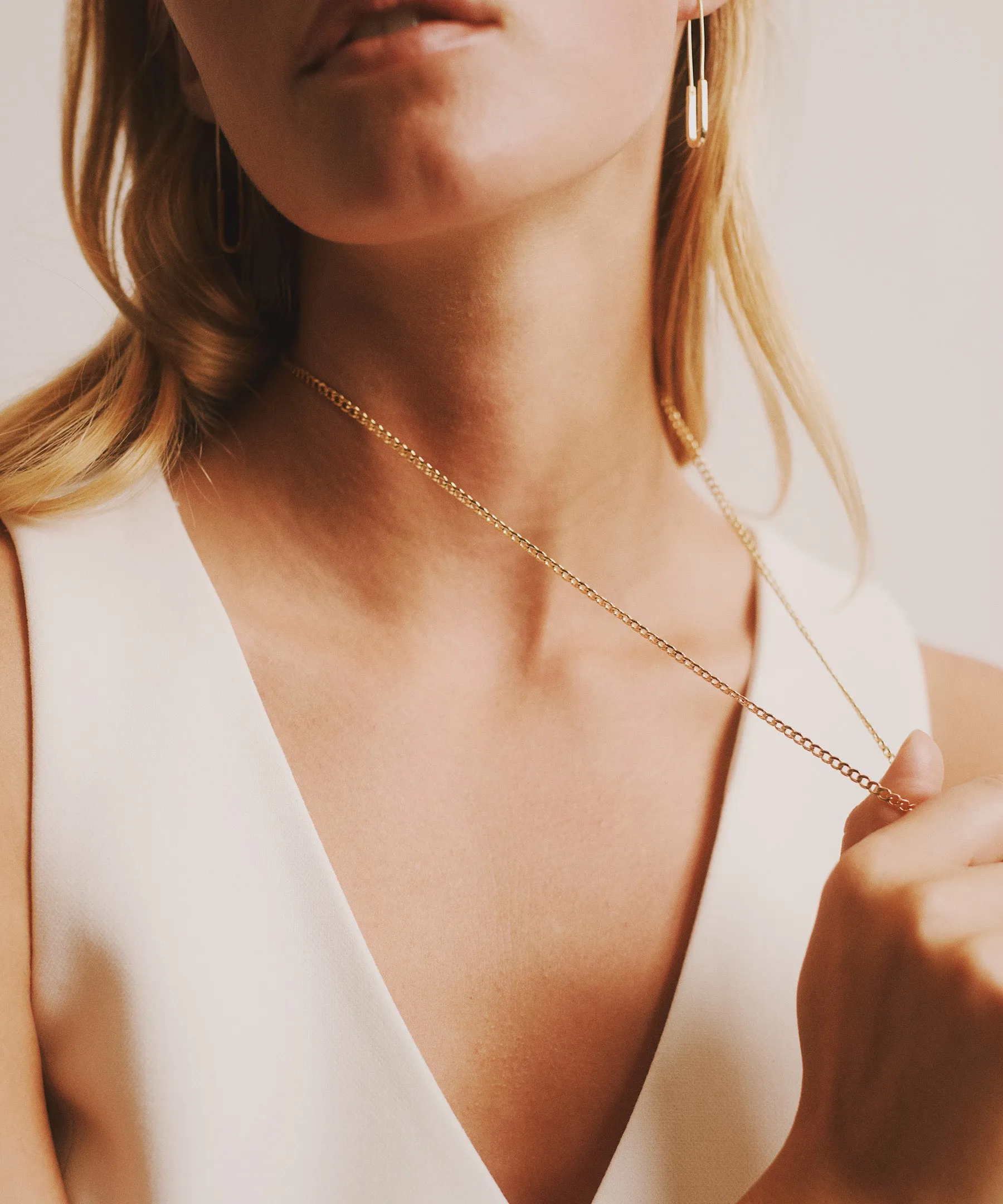 Drew Curb Chain Necklace 14k Solid Gold