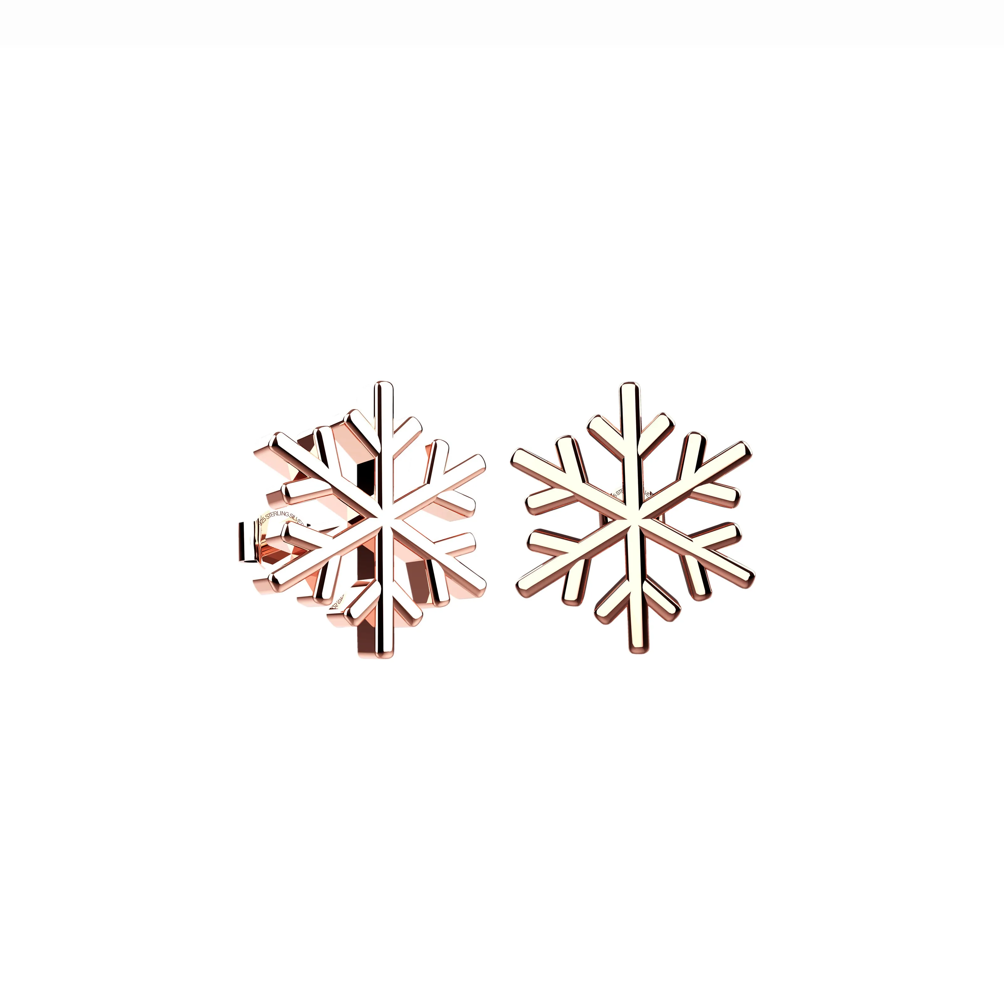 Gold Finish Snowflake Earring Studs