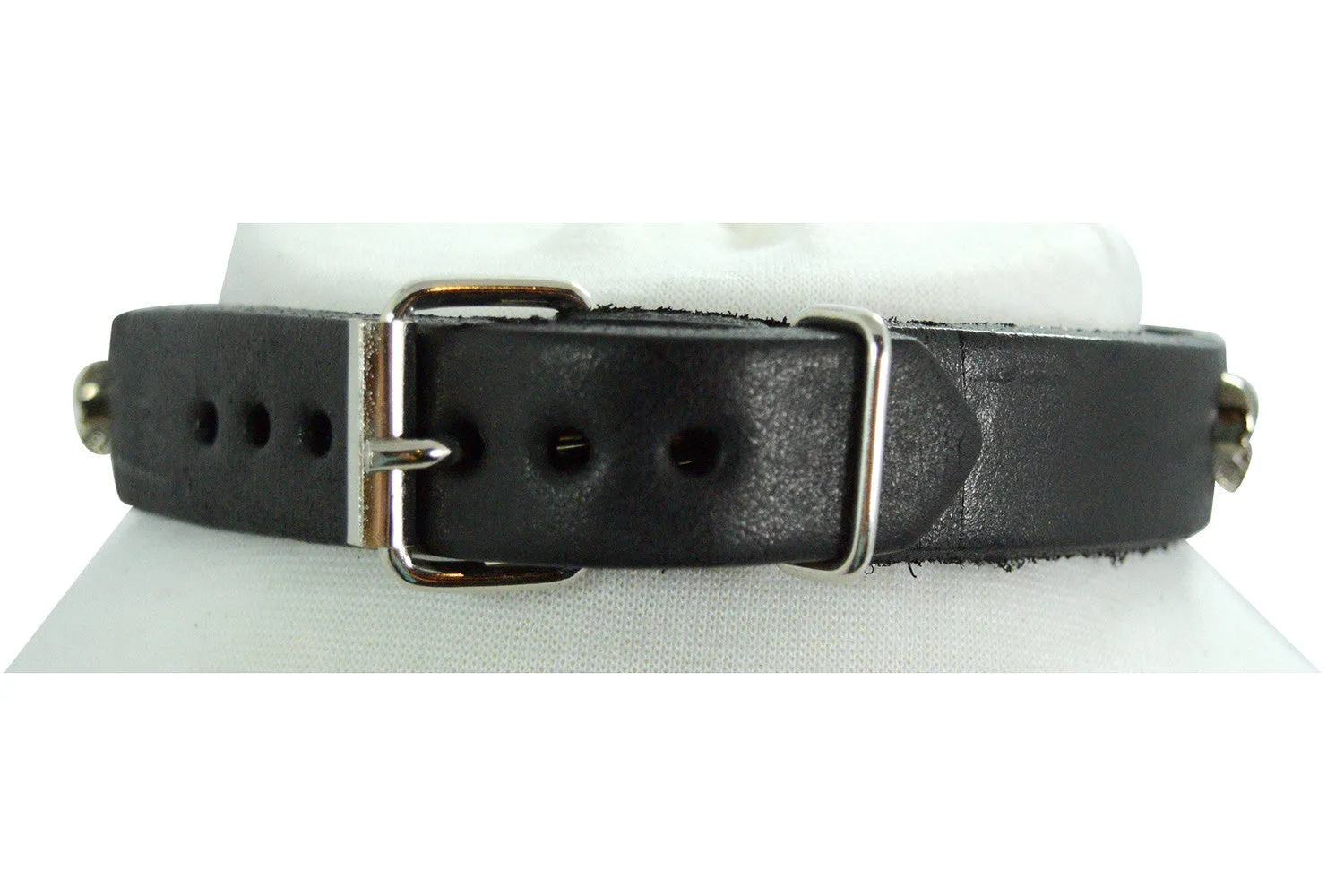 Gothic Punk Rock Emo Snake and Pentagram Charm Skull Stud Leather Choker Collar Necklace