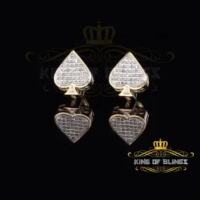 King of Blings-925 Sterling Silver Yellow 0.15ct Real Diamond For Women's / Men's Heart Earring