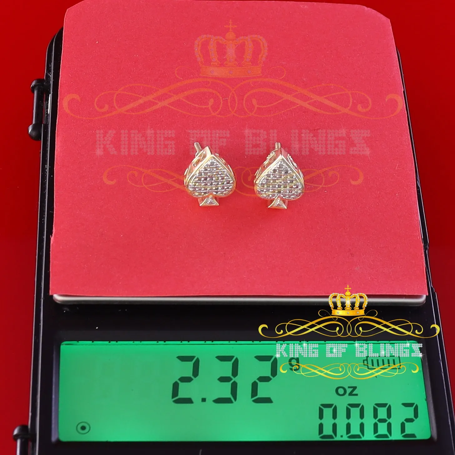 King of Blings-925 Sterling Silver Yellow 0.15ct Real Diamond For Women's / Men's Heart Earring