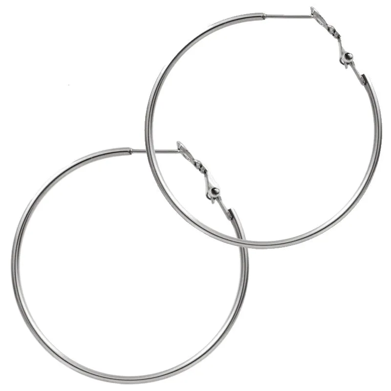 Large Steel Hoop Earrings