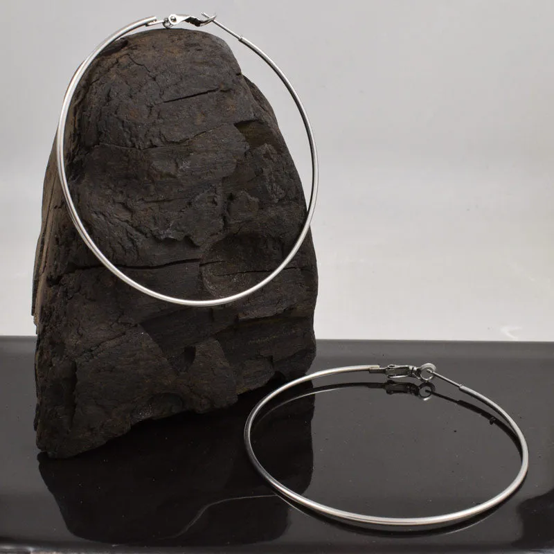 Large Steel Hoop Earrings