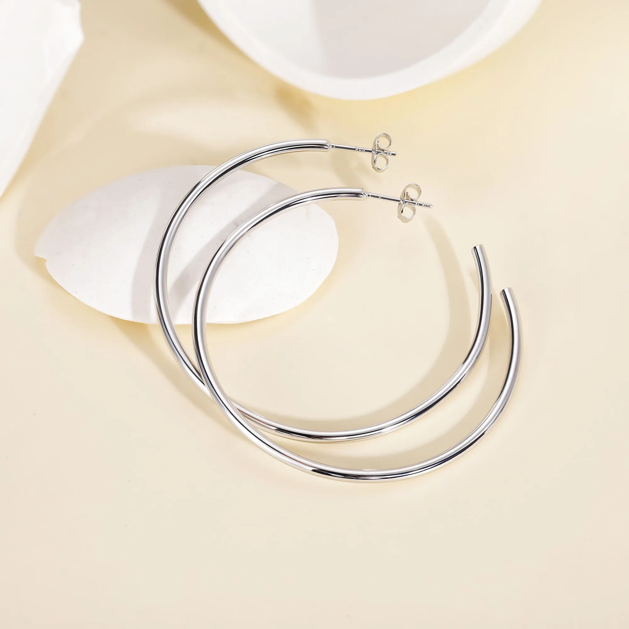 Oversized Solid Gold Hoop Earrings
