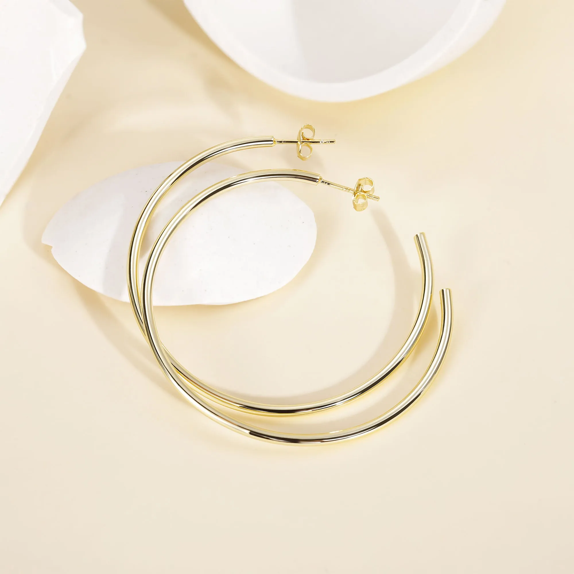 Oversized Solid Gold Hoop Earrings