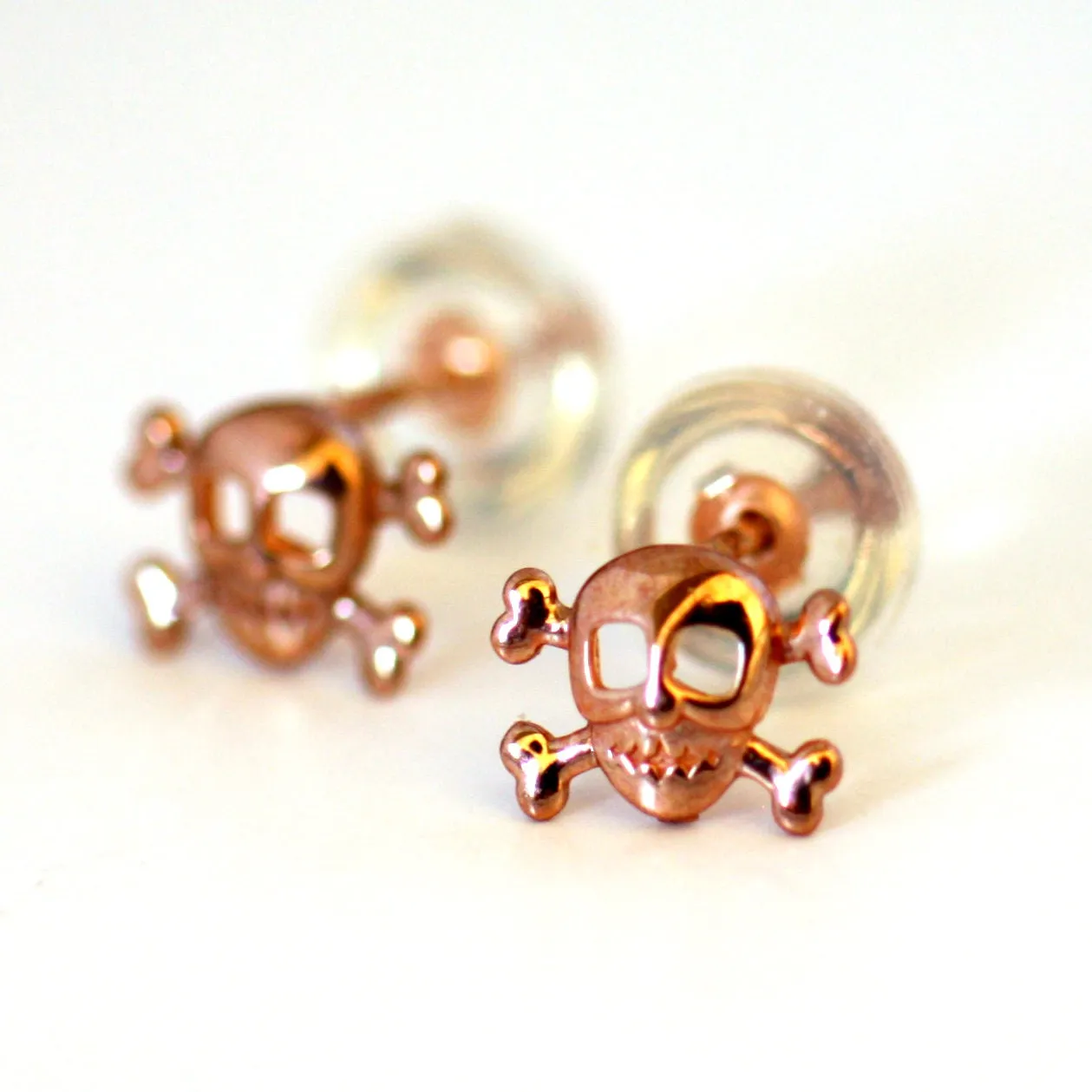 Rose gold skull Halloween earrings