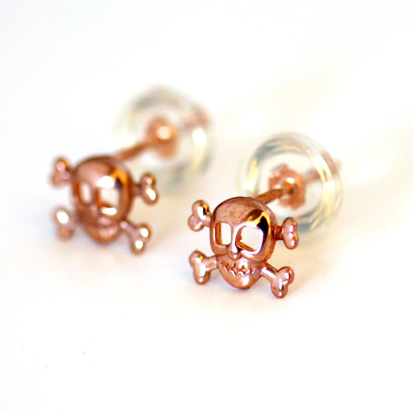 Rose gold skull Halloween earrings