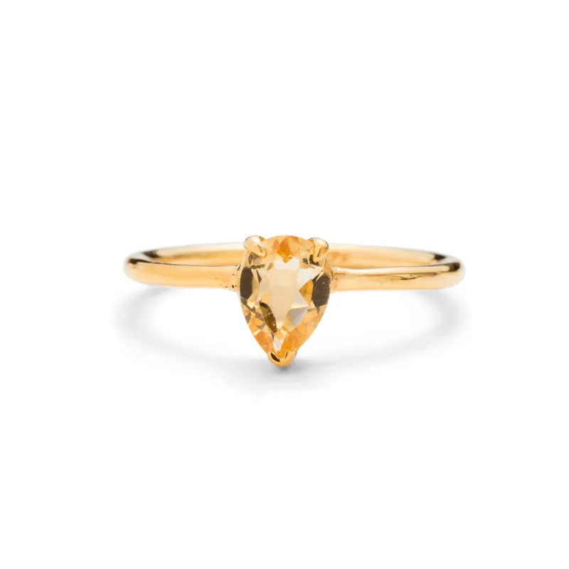 Teardrop Ring, Citrine, Gold