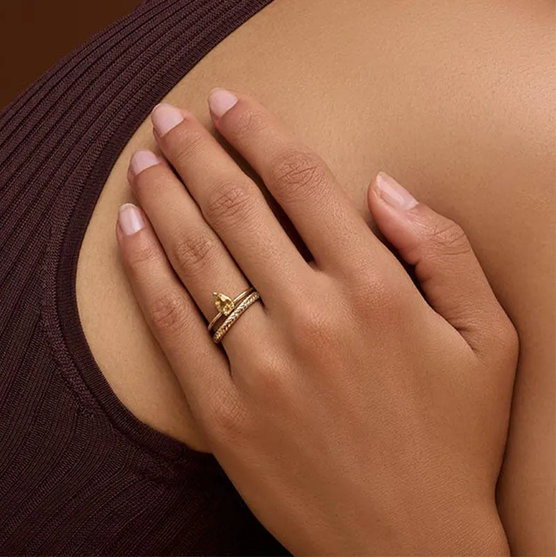 Teardrop Ring, Citrine, Gold