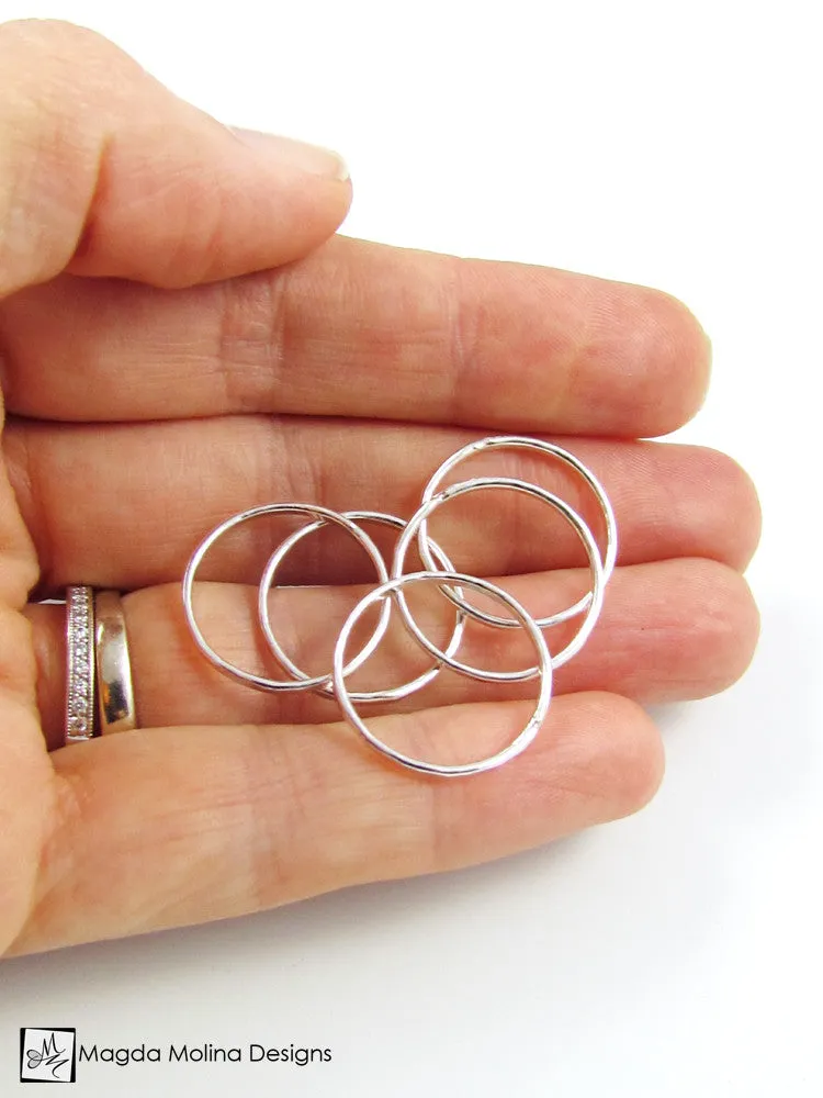 The Five Hammered Silver Stackable Eternity Rings