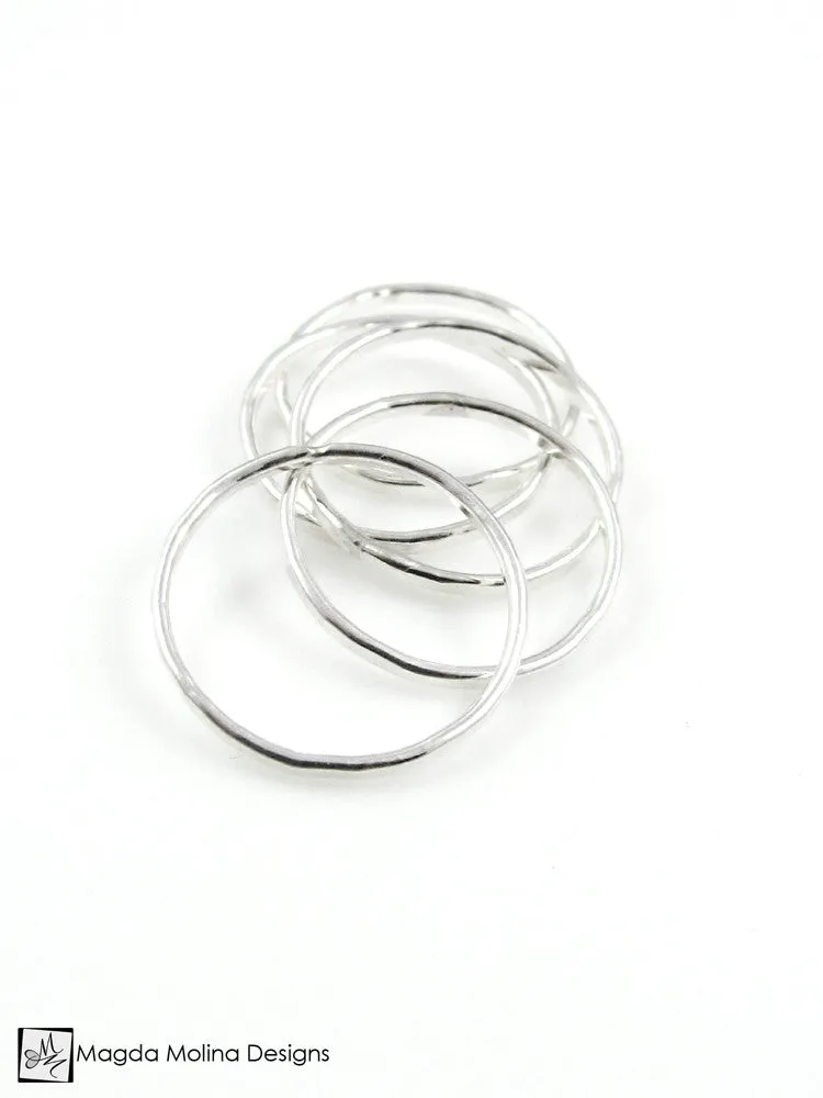 The Five Hammered Silver Stackable Eternity Rings